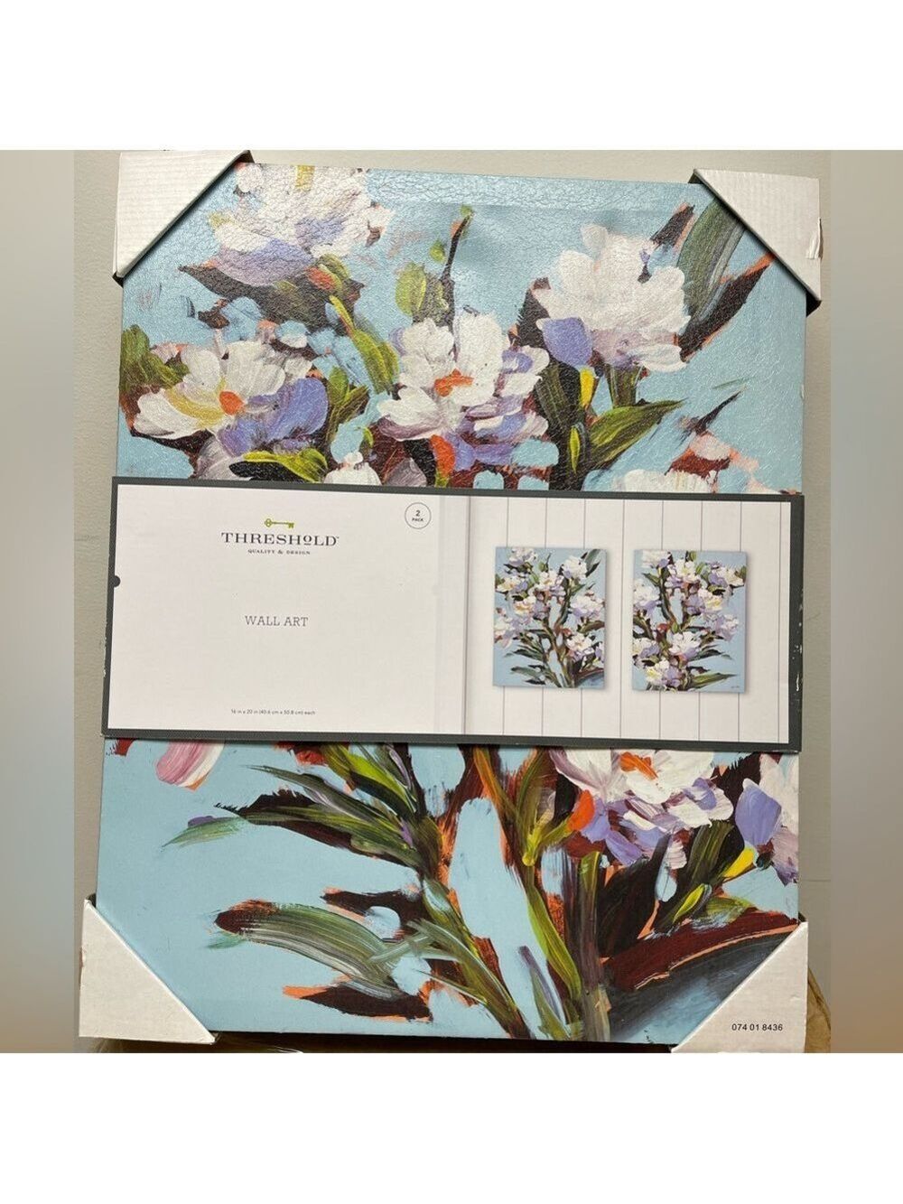 Set of 2 16" x 20" Decorative Wall Art Canvases Blue - Picture 3 of 3